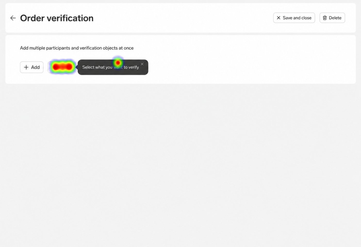 Heatmap of clicks on the Order verification step