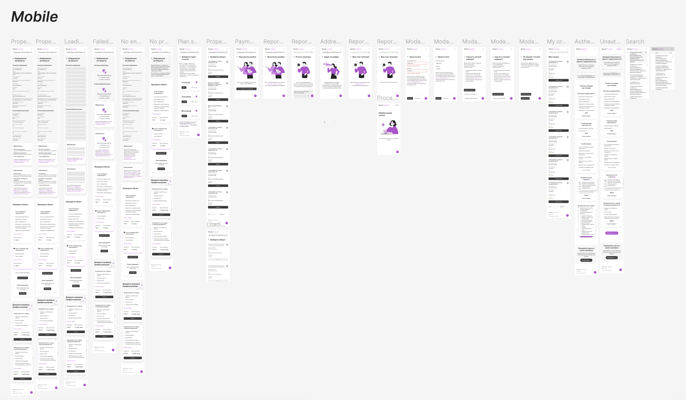 Tablet layouts of the Panorama order flow